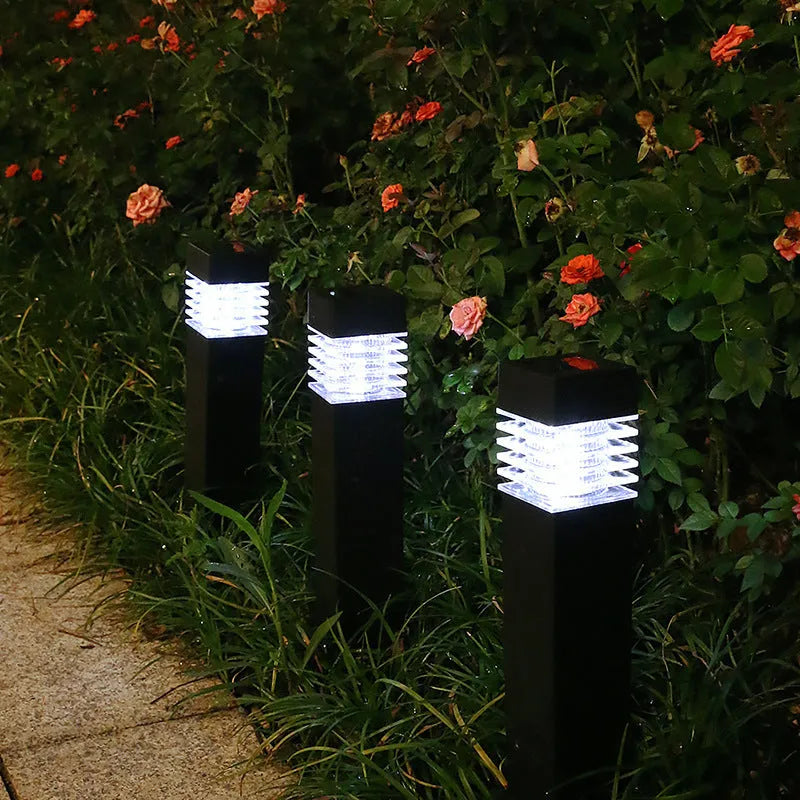 Solar lawn ground lamp with cuboid shape and waterproof IP65 rating for garden lighting