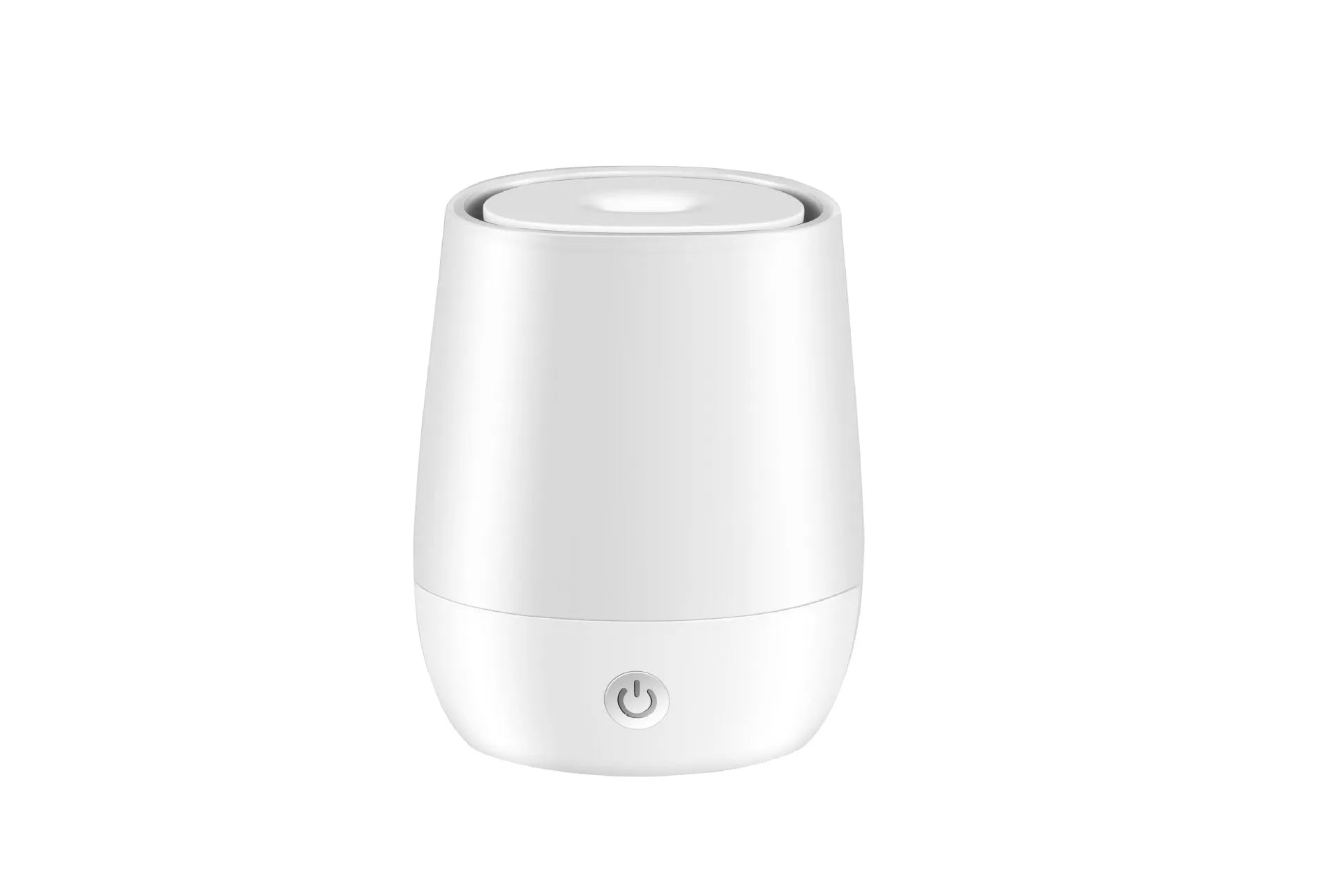 White USB aroma diffuser humidifier with flame effect, 138mm tall with Type-C connection