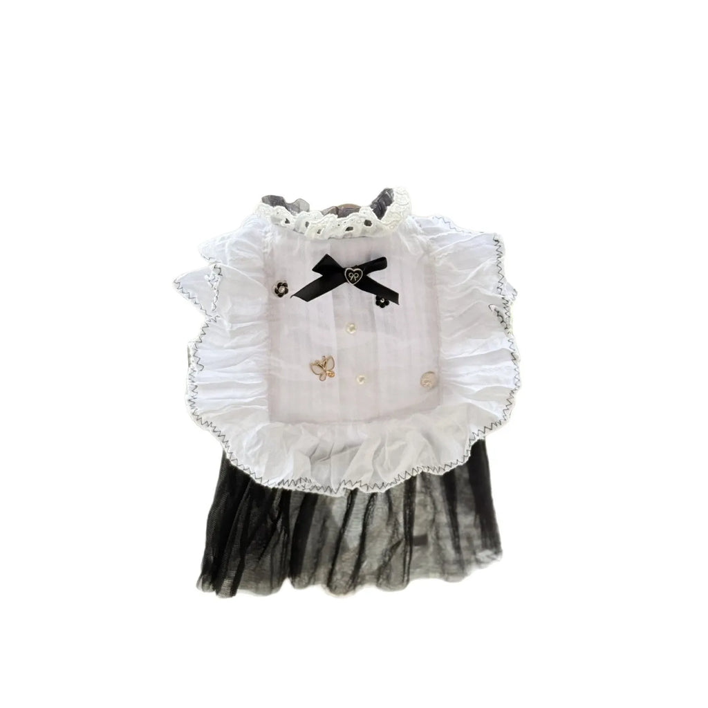 White polyester gauze skirt for small dog on a white background, showing gathered princess-style design.