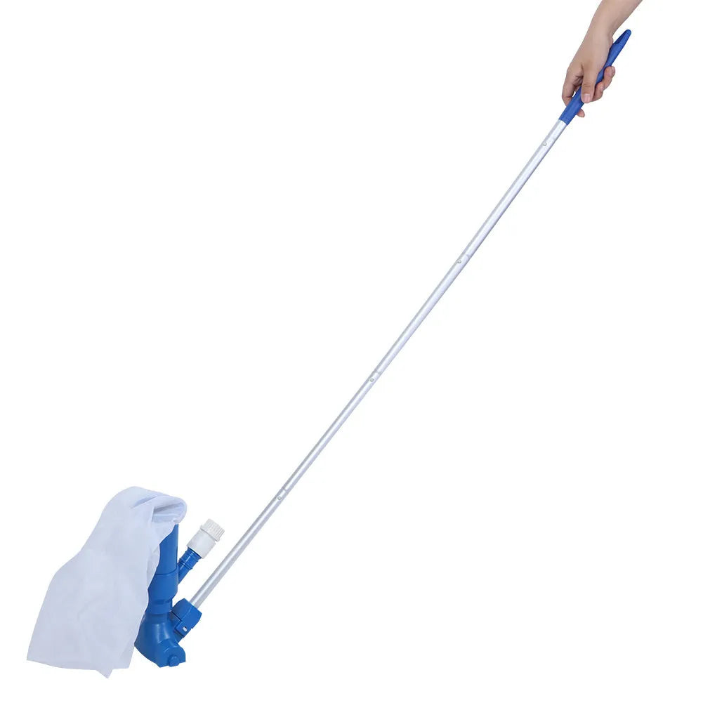 Swimming pool cleaning tool set with fine mesh suction head, long rod, and ABS construction, 556g