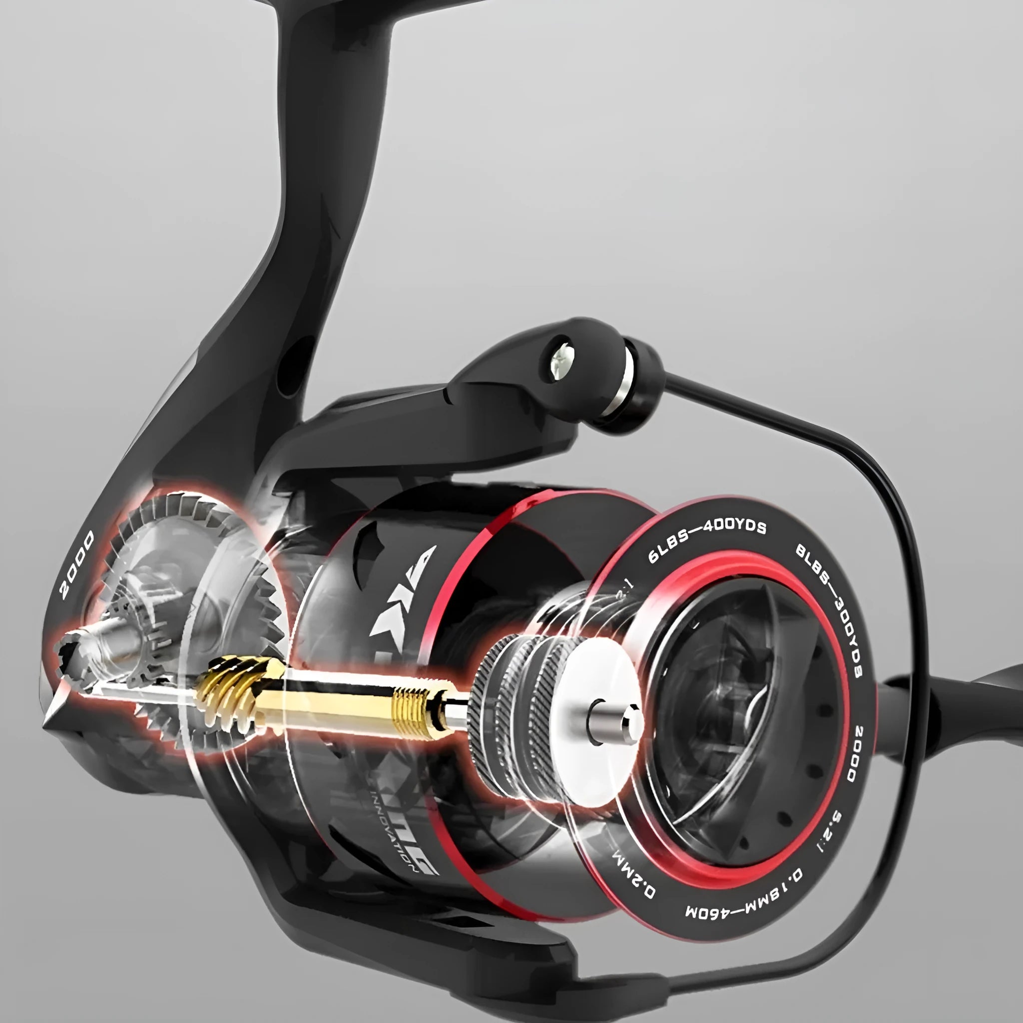 All metal spinning fishing reel and collapsed telescopic fishing rod combo on a background.