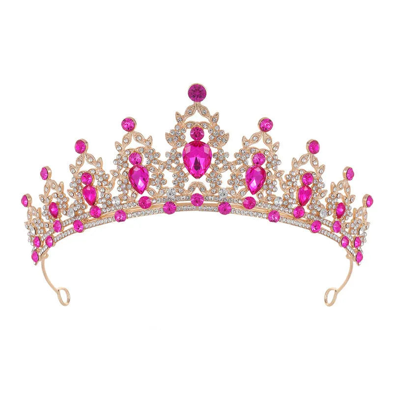 Baroque bride crown headdress with rhinestone detailing in silver and gold colour variations