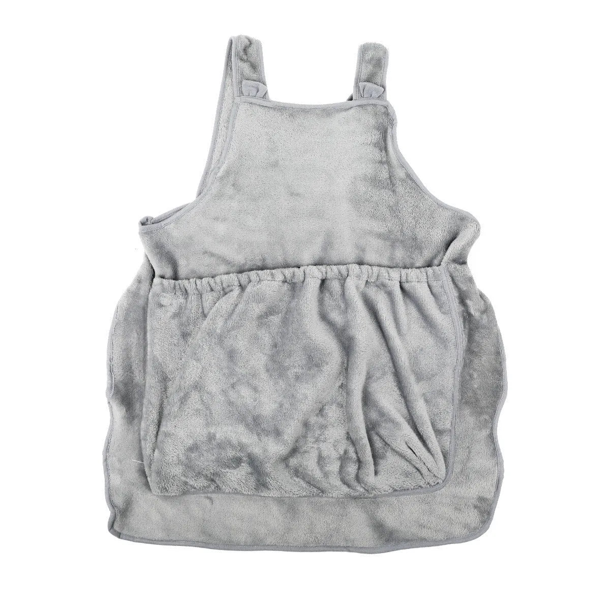 Plush adjustable pet carrier apron bag for small dogs and cats, shown in beige colour.