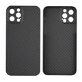 Dull black Kevlar fibre back cover case for Apple iPhone with MagSafe ring visible.
