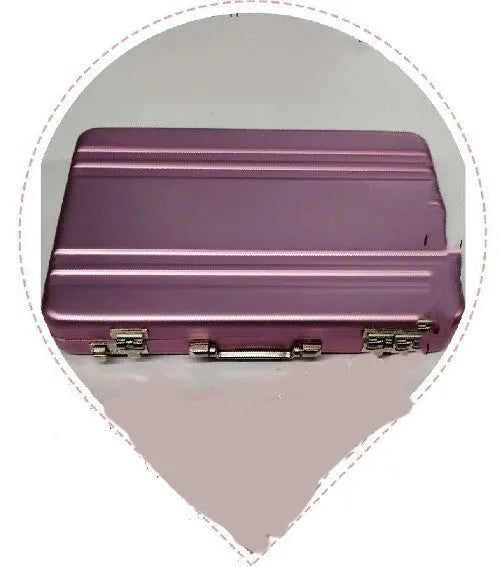 Aluminium alloy metal card holder in choice of six colours showing dimensions.
