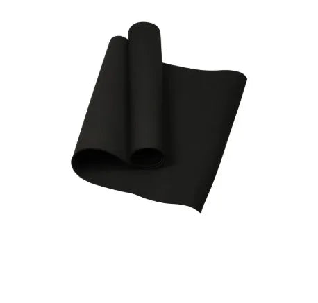 Red EVA fitness yoga mat with rolled black mat beside it, showing thickness options of 4mm and 6mm.
