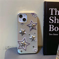 Silver gray acrylic hard phone case with electroplated three-dimensional star pattern for iPhone