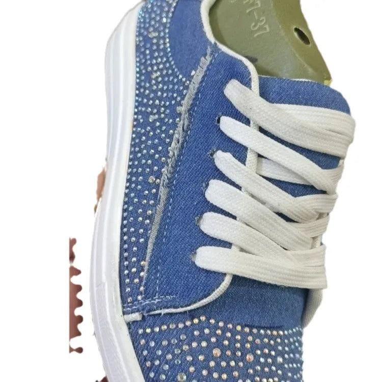Plus size women's casual sports shoes with thick rubber soles and lace-up design in multiple colours