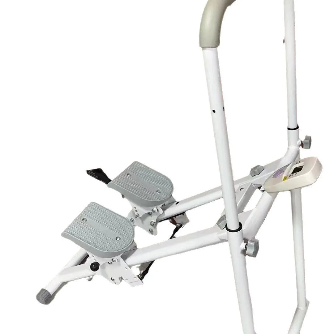 Starlight White foldable multi-function treadmill and climbing frame for home fitness.
