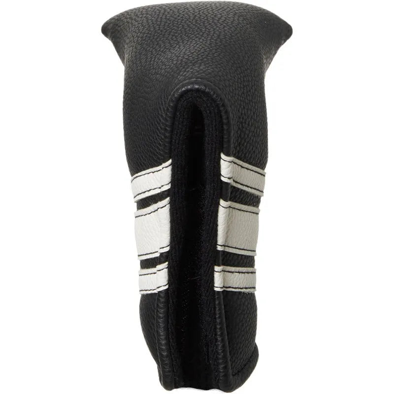 Black PU leather golf putter cover sleeve for protecting club head and shaft.