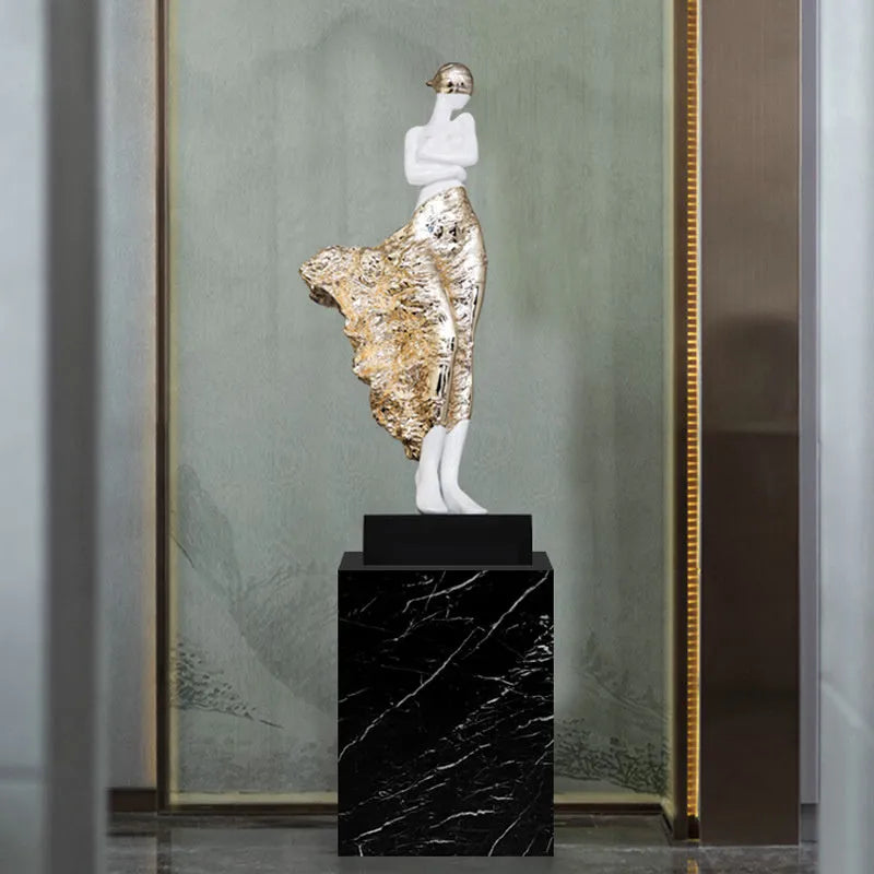 48cm sculptured beauty character ornament in rose gold or silver finish