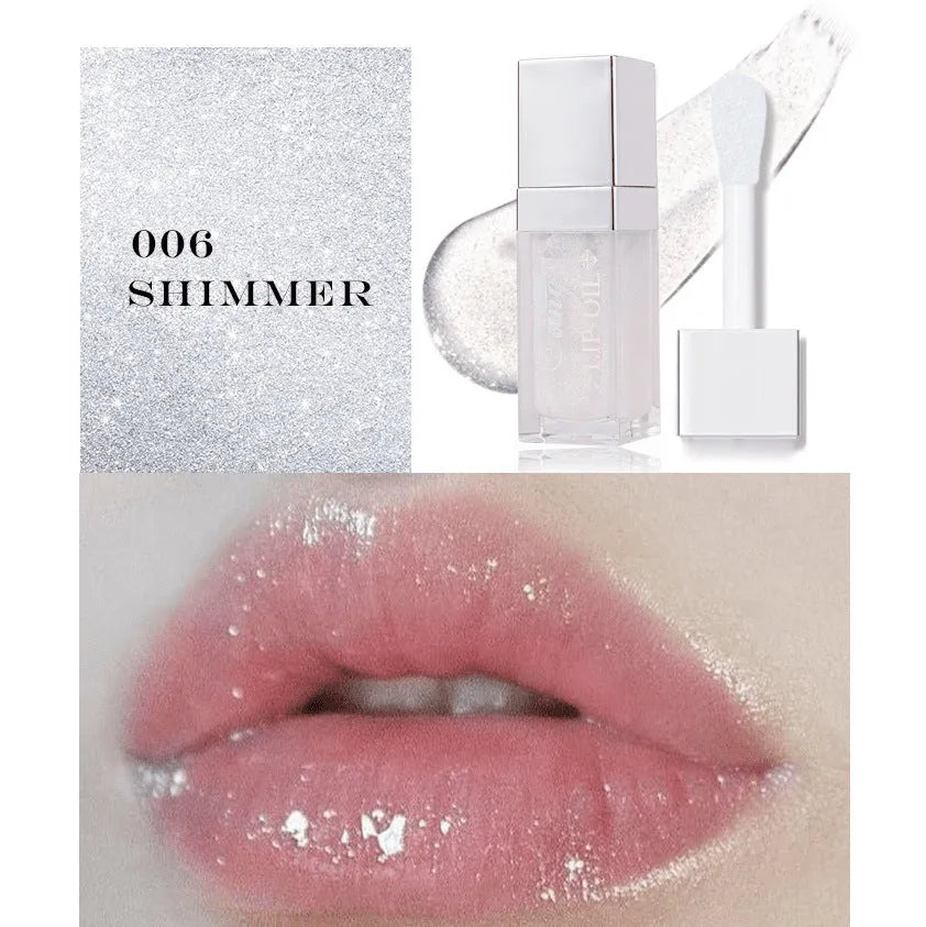 Five colour options of moisturising lip gloss with repairing effects for lips