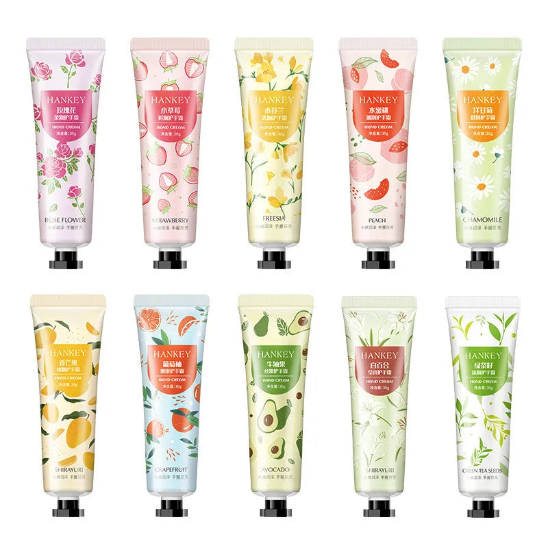 30g hand cream tube with fruit extract formulation for hands and feet moisturising