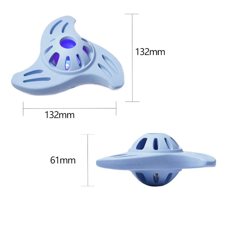 Blue bite-resistant boomerang dog toy with molar edges for large breed puppies on a white background.