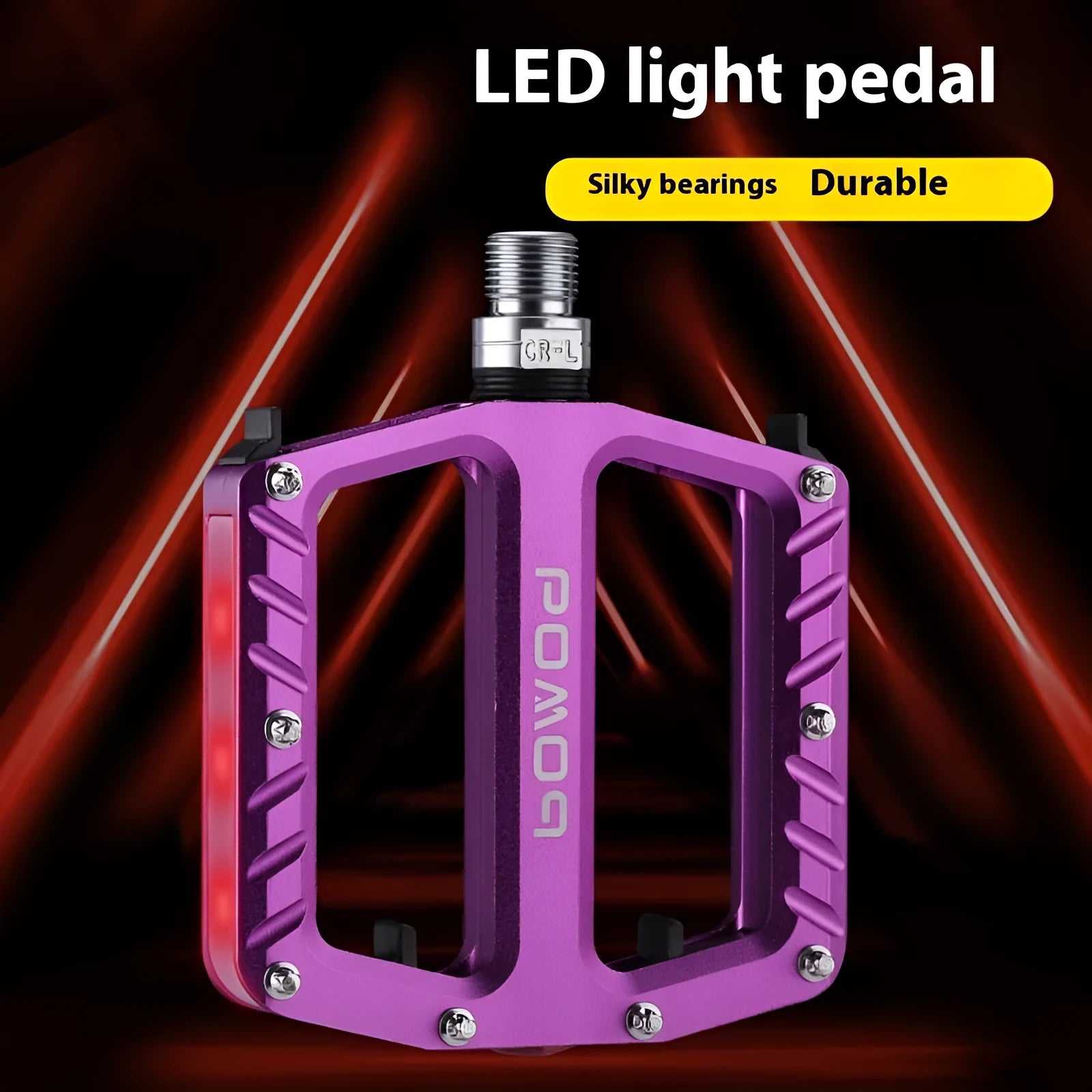 Aluminium alloy bicycle pedals with LED lights in five colour options
