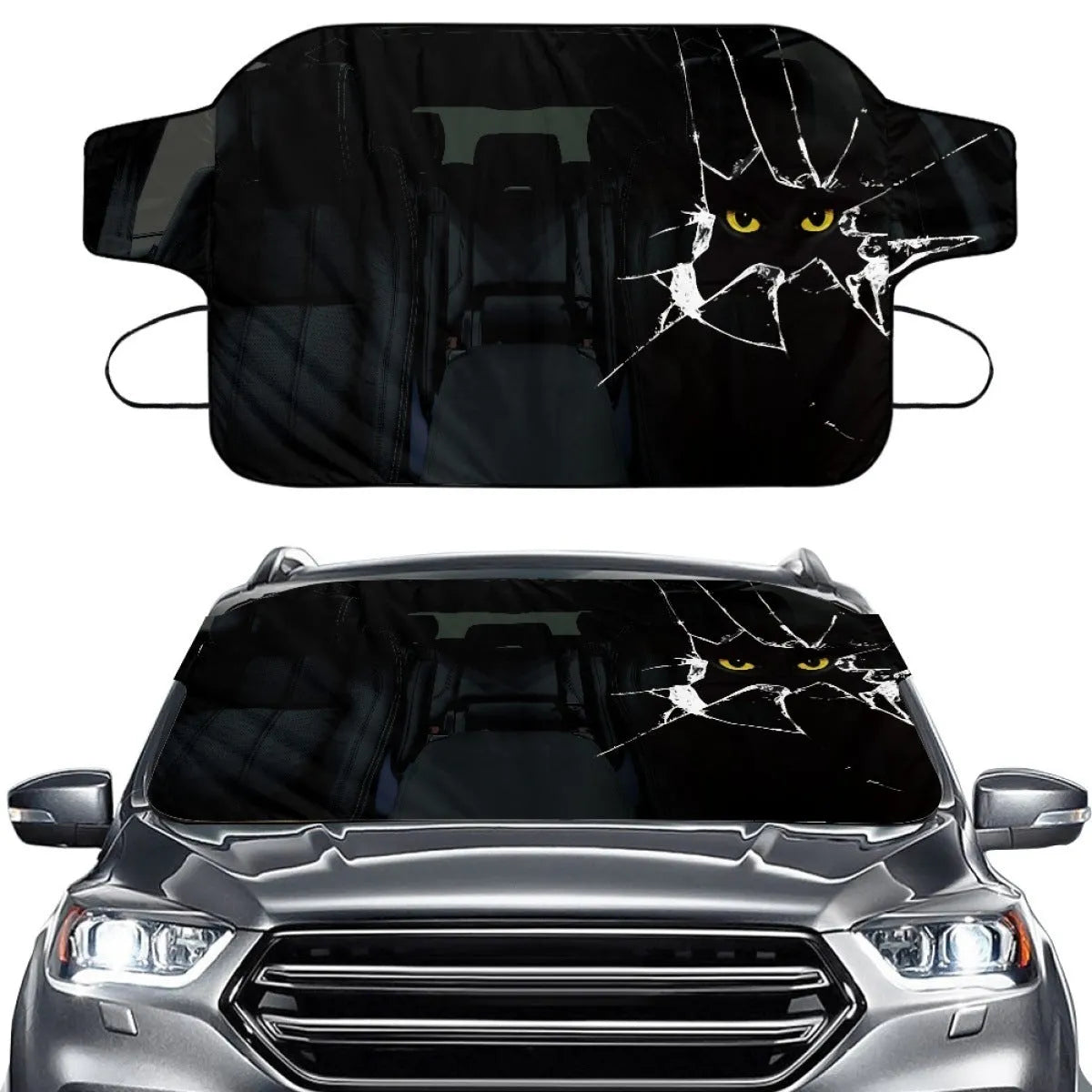 Car snow protection front gear cover made of aluminium foam polyester fabric, size 130cm by 70cm.