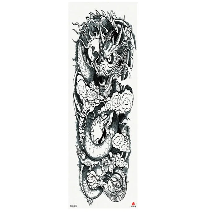 Full arm waterproof tattoo sticker 480x170mm with transfer process semi-manual production
