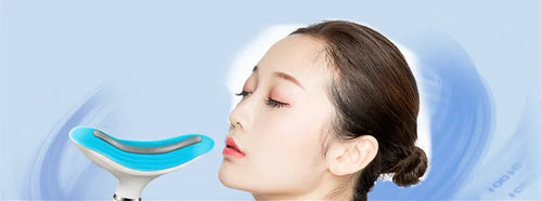White Beauty Importer neck massager with colour light massage function and USB charging port