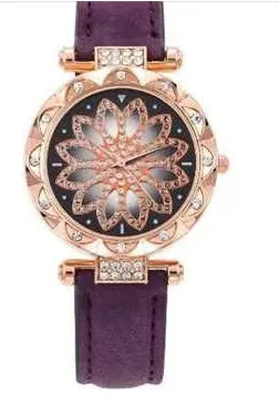 Women's waterproof fashion watch with round 32mm dial, mineral glass, and PU case in multiple colour options