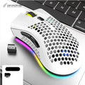 Hollow-out wireless gaming mouse with luminous RGB lighting in black, cyan or white colour options