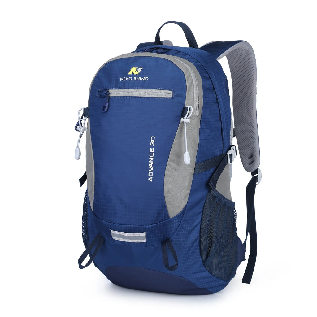 30-litre dark green waterproof nylon outdoor backpack with an airpillow strap system