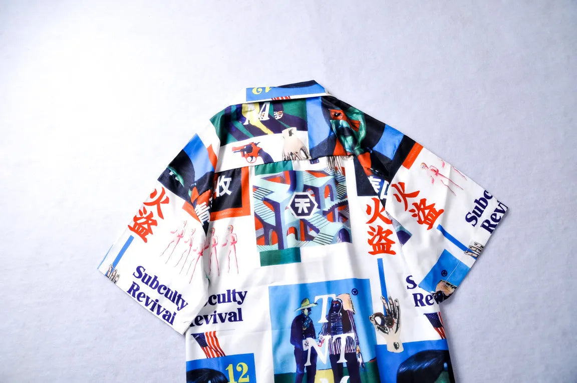 Summer Tide casual printed short sleeve flower shirt for men and women in graph colour on a white background