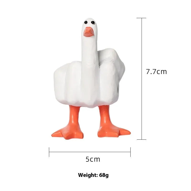 Creative vertical resin middle finger duck car ornament in pink on dashboard