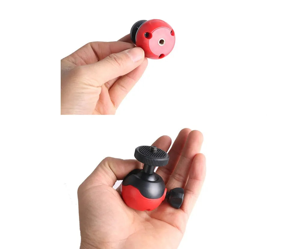 Black octopus tripod with flexible legs and spherical gimbal ball head for cameras and smartphones