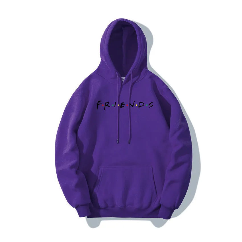 Letter printed plush hoodie in black available in sizes S to 3XL
