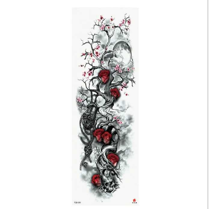 Full arm waterproof tattoo sticker 480x170mm with transfer process semi-manual production