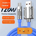 Orange zinc alloy fast charge data cable with Type-C, Micro USB and Lightning options, 0.3 m to 3 m lengths