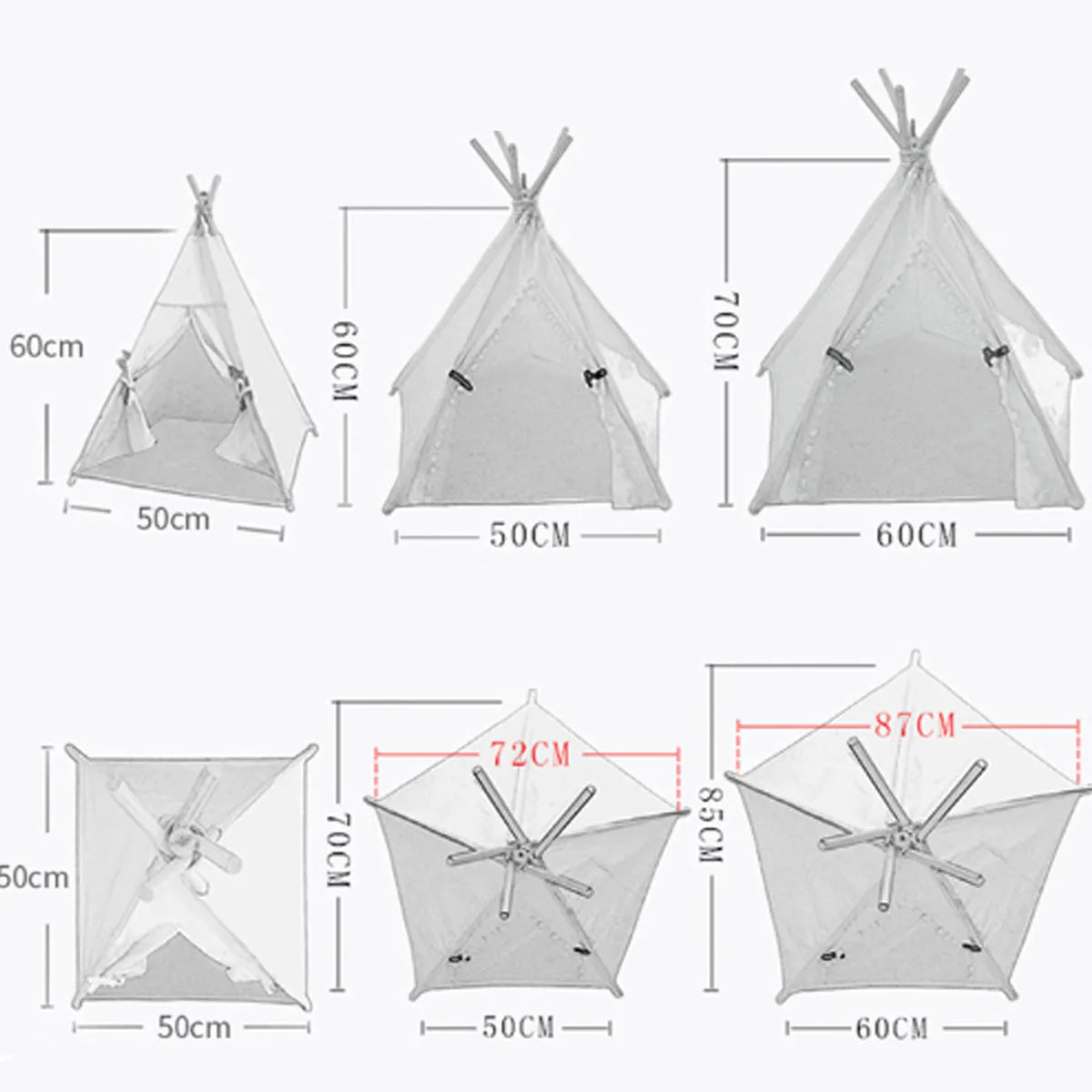 White and yellow striped pet teepee tent with cushion for small dogs or cats