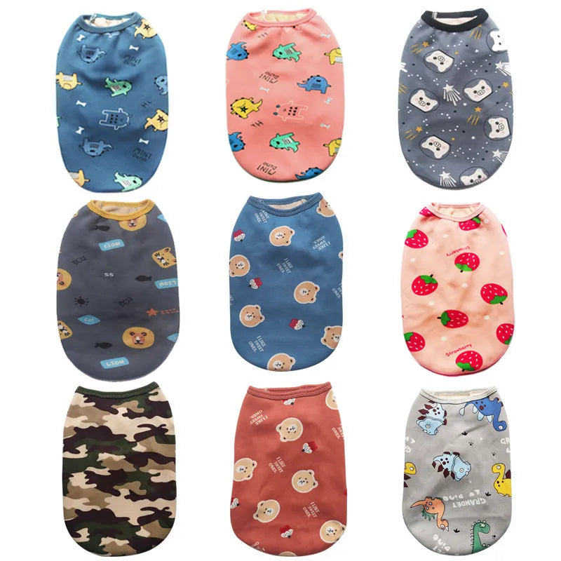 Blue dinosaur polyester plush pet vest for dogs in autumn winter on a neutral background