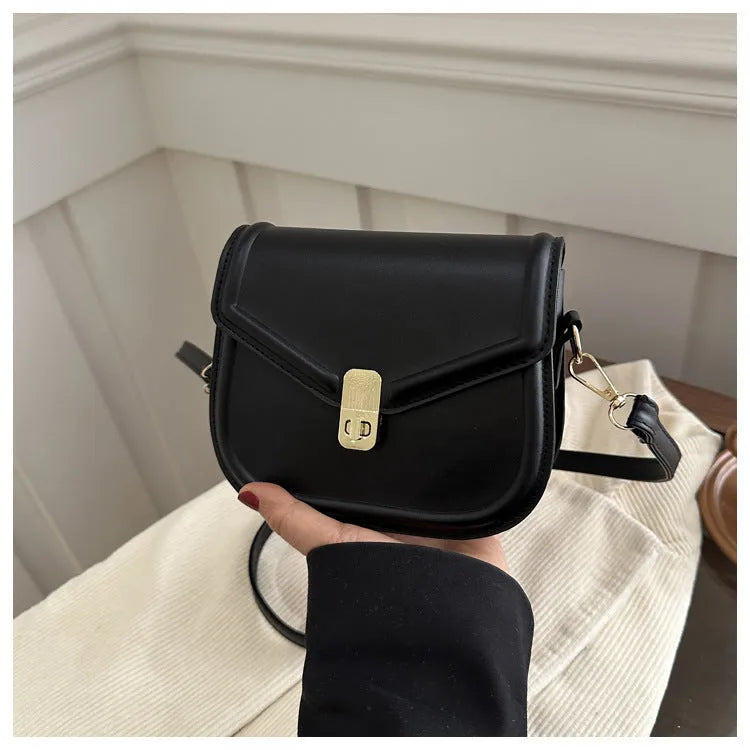 Soft PU leather messenger bag with clamshell opening in horizontal square shape