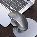 T32 black wireless vertical ergonomic mouse with aluminium side roller on desk