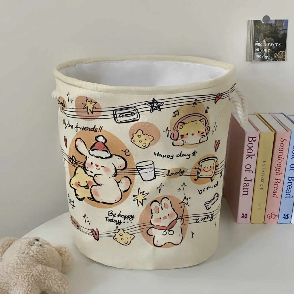 Foldable laundry basket with decorative removable cotton cover in choice of 12 patterns