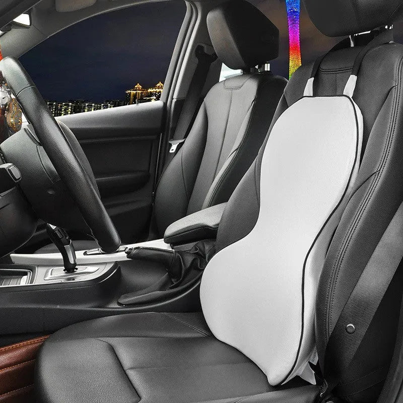 Memory cotton car waist back cushion in solid colour with universal design for driving comfort