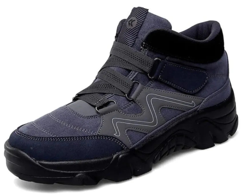 Men's shoes in black, brown, and dark grey on a size guide showing 39 to 49.