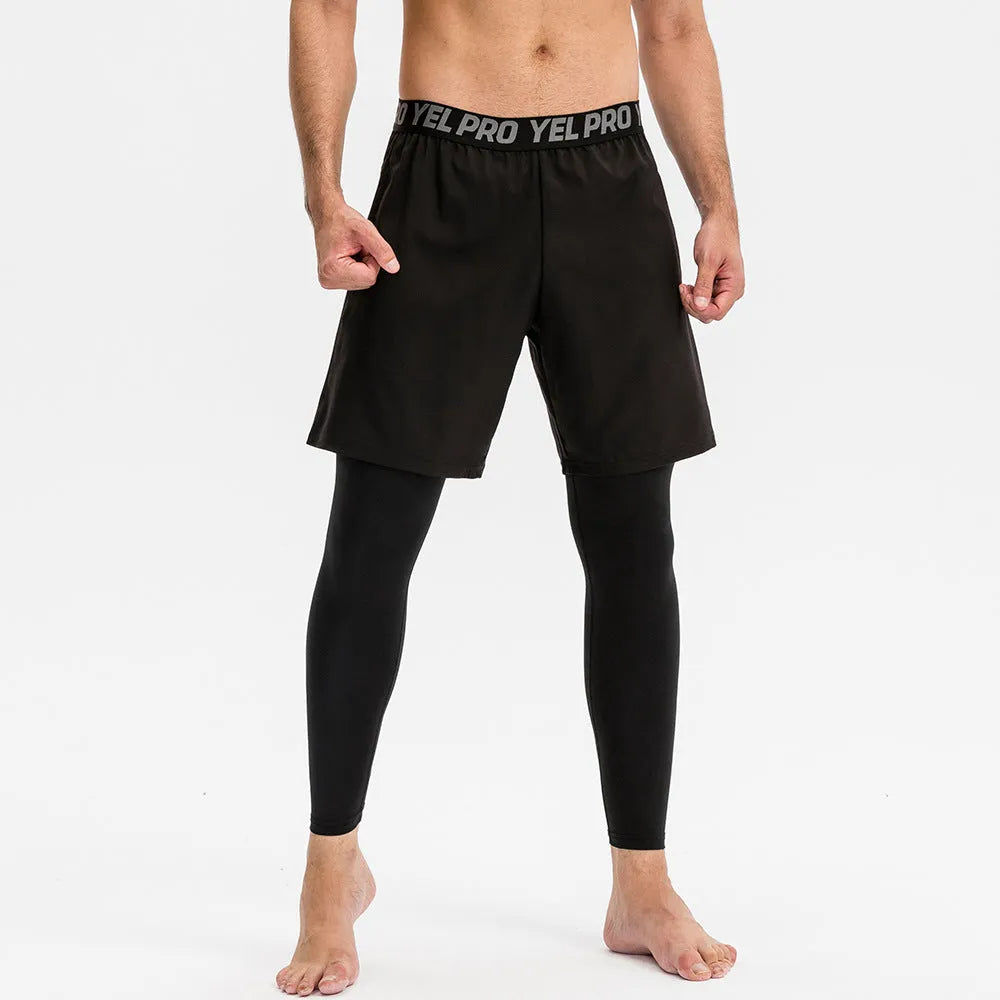 Men's tight sports pants in grey, black, dark blue, army green, and navy blue colours for fitness and running.
