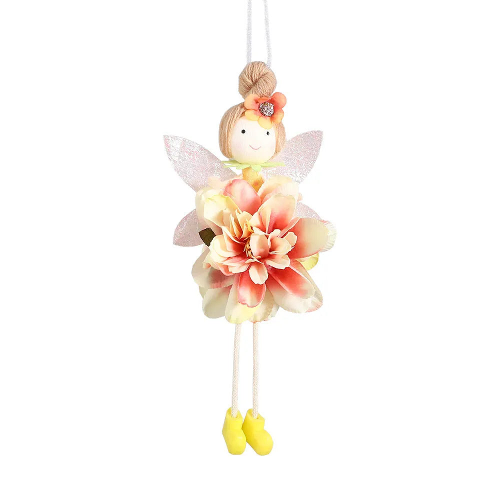 Cloth pendant decoration with elf fairy and flower angel girl design in multiple colour options
