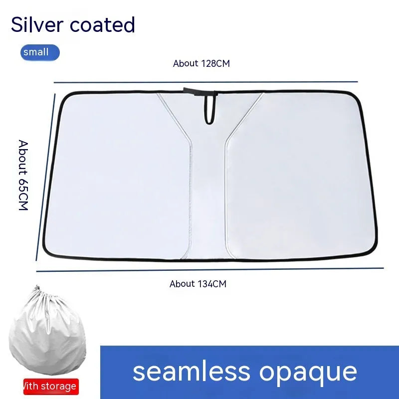 Double ring car sun shade for front windscreen with titanium silver coating