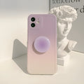 Yellow to purple gradient silicone iPhone case with airbag retractable X bracket protection