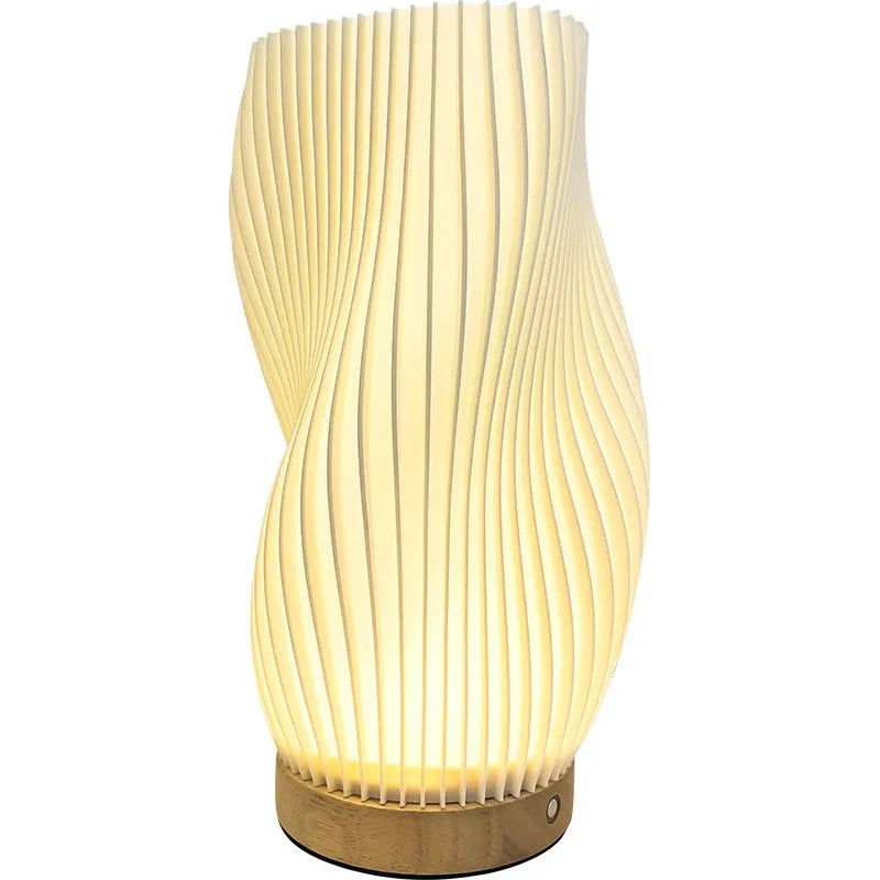 Bamboo curve desk lamp with USB power and touch control in Japanese style