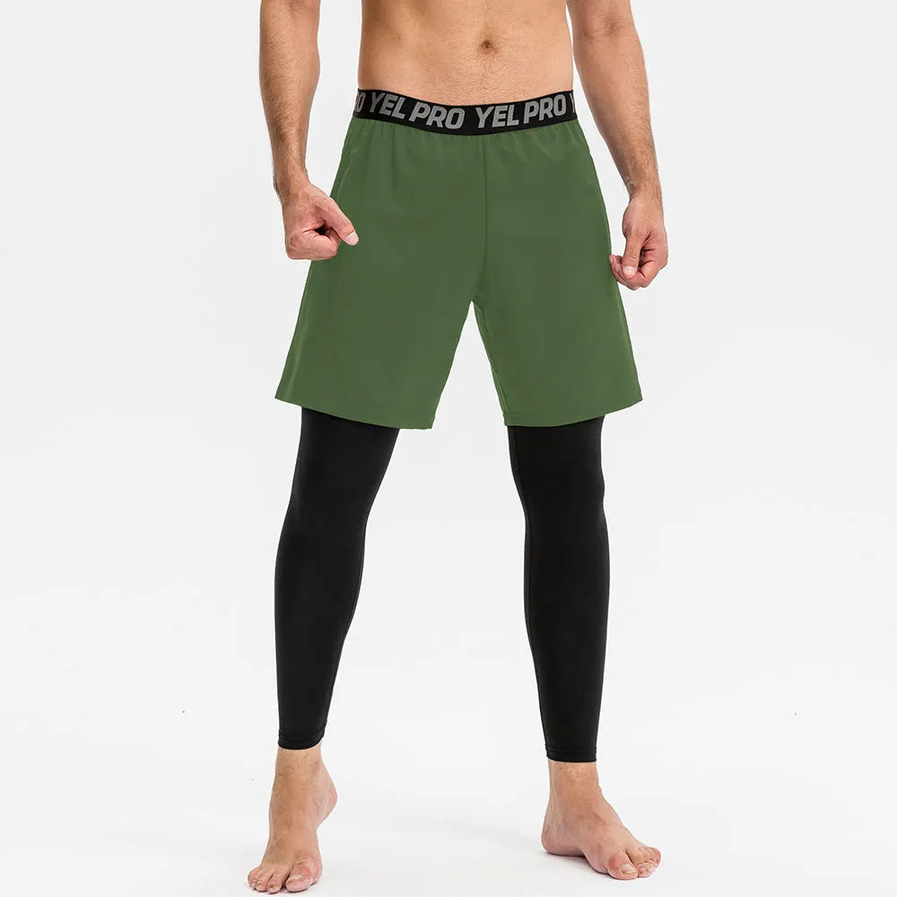 Men's tight sports pants in grey, black, dark blue, army green, and navy blue colours for fitness and running.