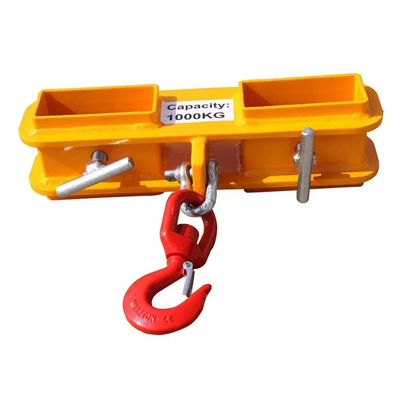 Rotatable drum crane hook with safety lock for forklift attachment, 25 tonne capacity