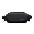 Black oxford cloth men's messenger bag with a one-shoulder cross-body strap.