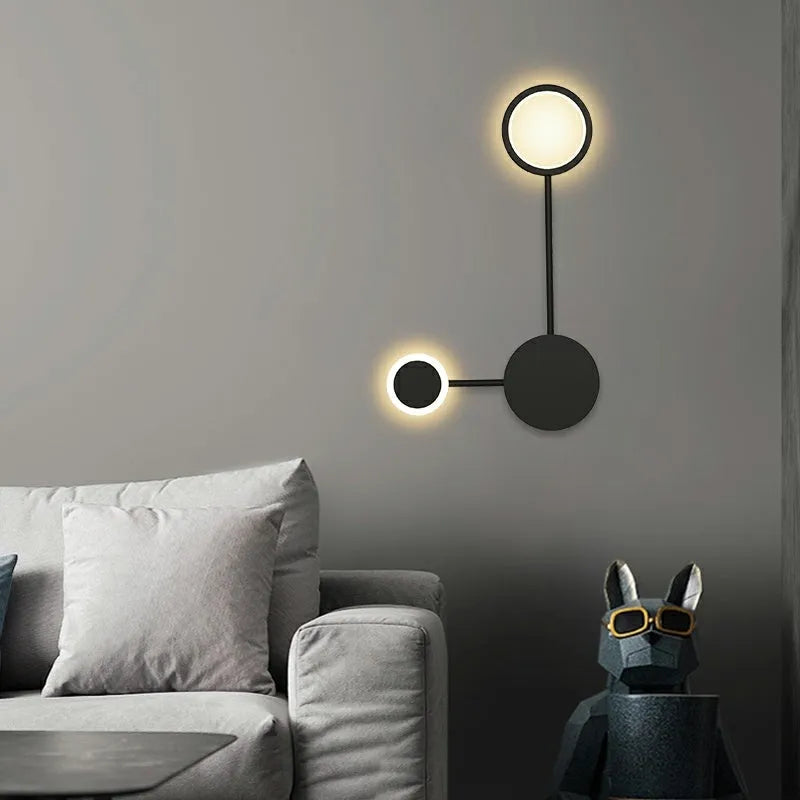 Contracted 6-head wall lamp in black finish, 54W, 96.5cm length, iron and acrylic