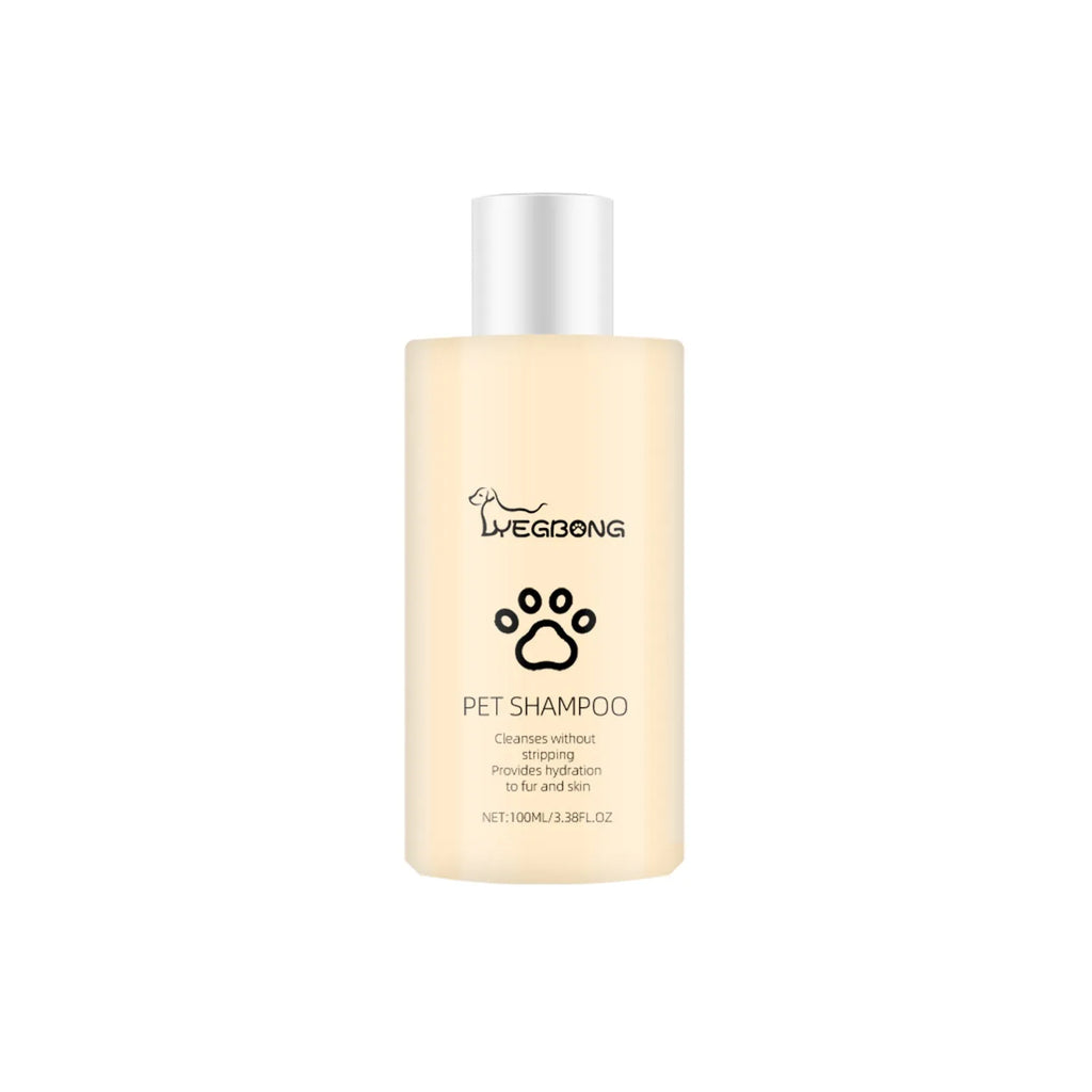 Bottle of mild pet shampoo for cats and dogs to soften fur and reduce knots.