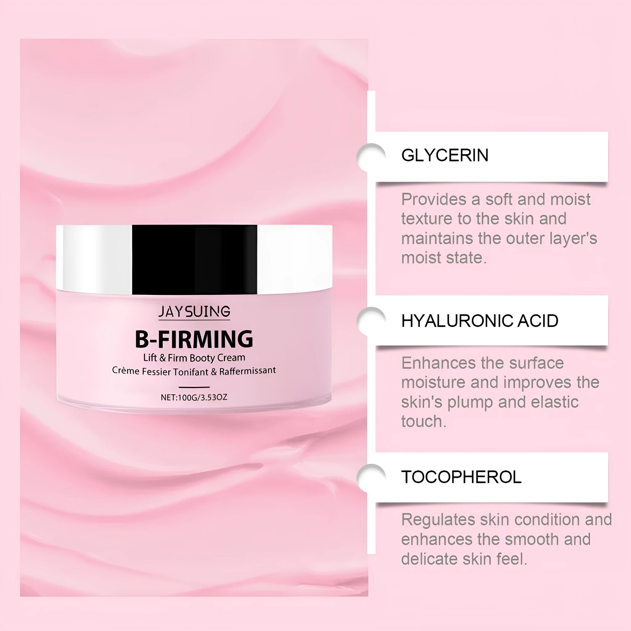 100g tube of hip and neck moisturising cream with hyaluronic acid and vitamin E