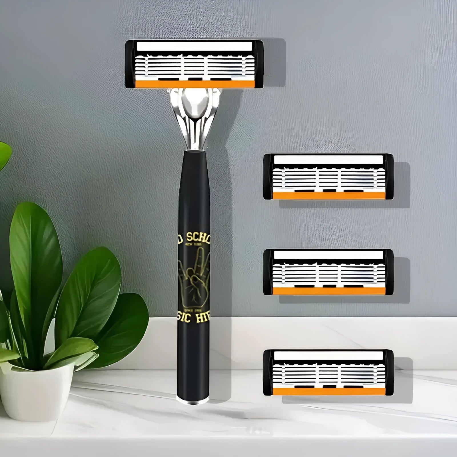 Black six-layer finger type handle for manual shaver cutter head replacement with blade options